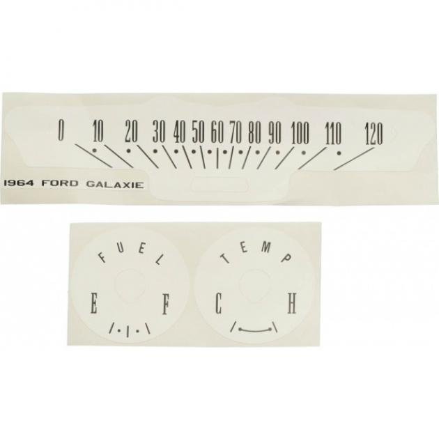 Ford Galaxie White Face Gauge Overlay, 1964