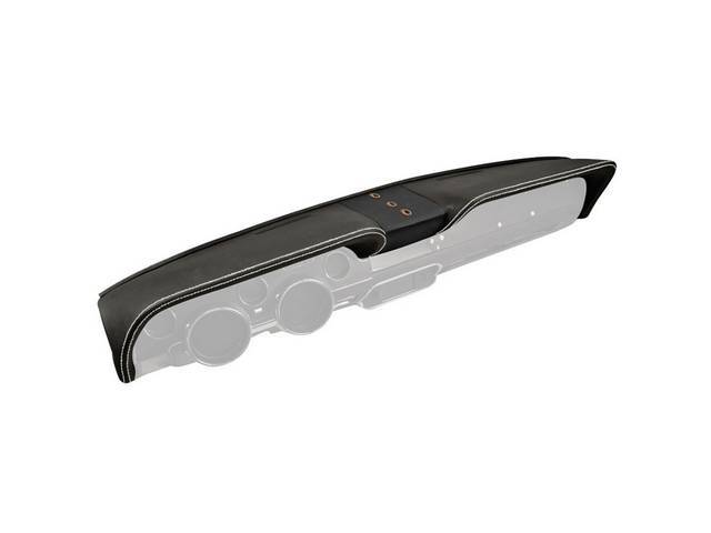 TMI Sport XR Dash Pad, Matte black vinyl and UniSuede with white stitching, brass grommet and white insert