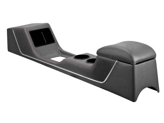 TMI Sport R Console, Gloss Black Vinyl with Charcoal Black UniSuede Inserts and red Stitching