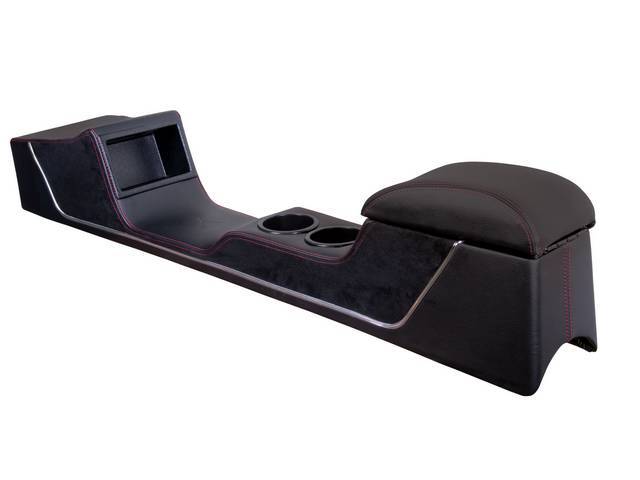 TMI Sport R Console, Matte Black Vinyl with Charcoal Black UniSuede Inserts and Red Stitching