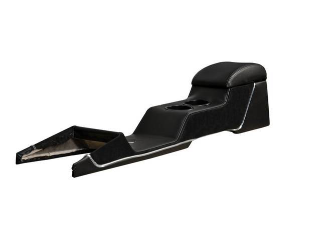TMI Full Length Sport R Console, Matte Black Vinyl with Charcoal Black UniSuede Inserts and Black Stitching