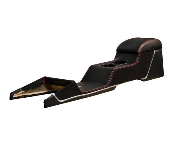 TMI Full Length Sport R Console, Matte Black Vinyl with Charcoal Black UniSuede Inserts and red Stitching