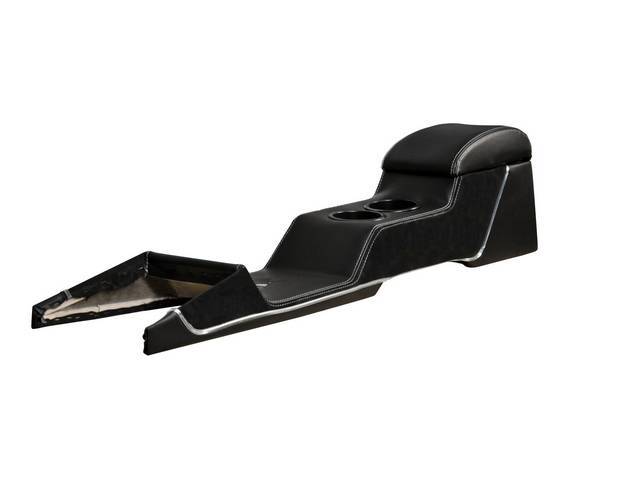 TMI Full Length Sport R Console, Matte Black Vinyl with Charcoal Black UniSuede Inserts and white Stitching