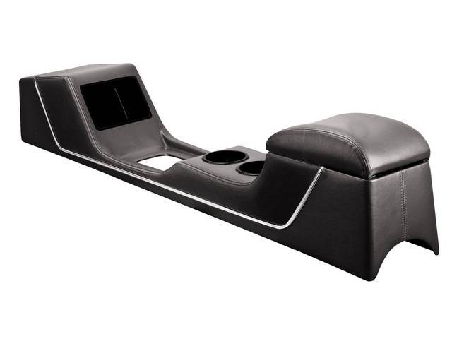 TMI Sport R Console, Gloss Black vinyl with Charcoal Black UniSuede Inserts, Black Stitching and Chrome Trim