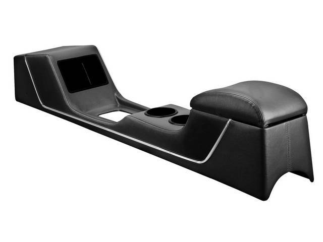 TMI Sport R Console, Gloss Black vinyl with Charcoal Black UniSuede Inserts, Gray Stitching and Chrome Trim