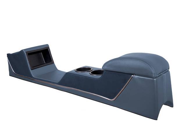 TMI Sport Deluxe Console, Light Blue Vinyl with Dark Blue Trim, Chrome Trim Strip