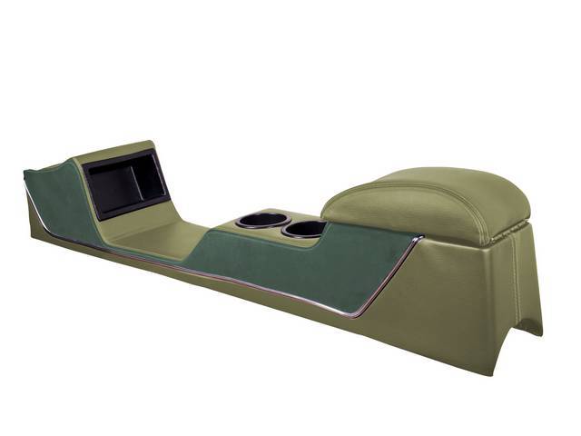TMI Sport Deluxe Console, Light Ivy Gold Vinyl with Dark Ivy gold trim, Chrome Trim Strip