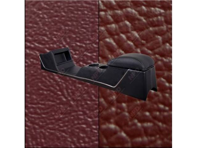 TMI Sport Deluxe Console, Maroon Sierra Vinyl with Maroon Kiwi Inserts, Chrome Trim Strip