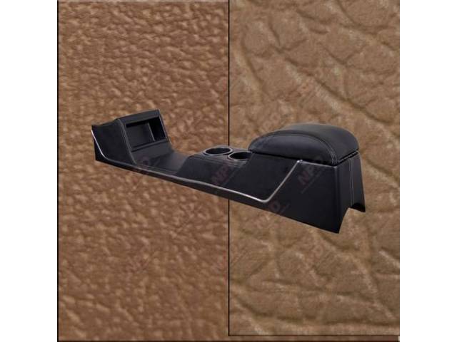 TMI Sport Deluxe Console, Saddle Sierra Vinyl with Saddle Kiwi Inserts, Chrome Trim Strip