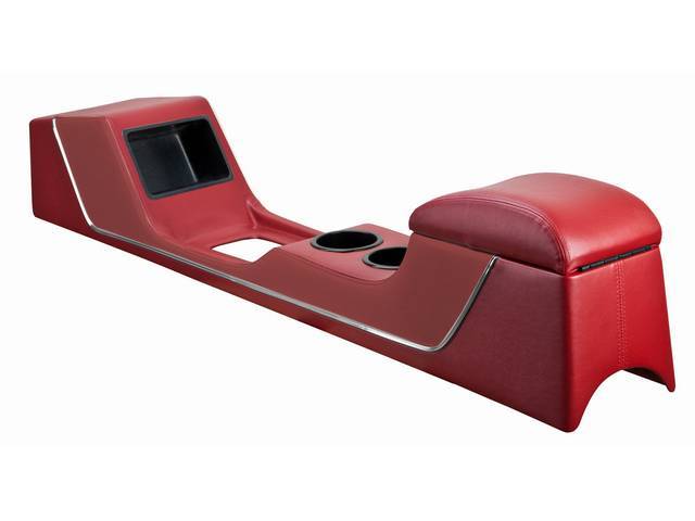 TMI Full Length Sport II Console, Red, Chrome Trim Strip