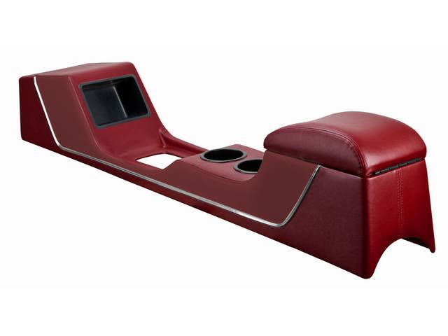 TMI Full Length Sport II Console, Dark Red, Chrome Trim Strip