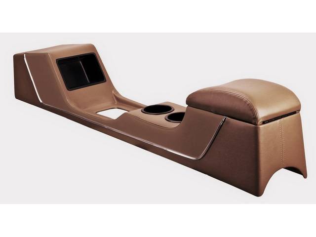 TMI Full Length Sport II Console, Saddle, Chrome Trim Strip