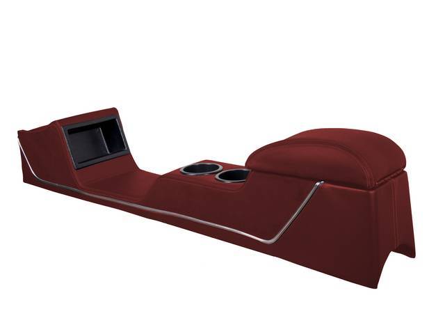 TMI Full Length Sport II Console, Dark Red Sierra Vinyl with Dark Red Kiwi Inserts, Chrome Trim Strip