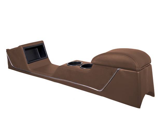 TMI Full Length Sport II Console, Saddle Sierra Vinyl with Saddle Kiwi Inserts, Chrome Trim Strip