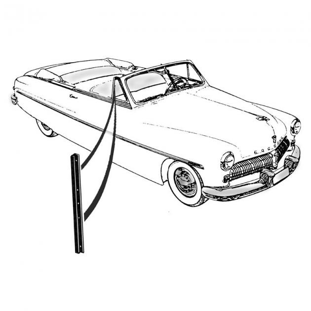 Dennis Carpenter Back Edge of Vent Window Seals - w/tabs - 1949-51 Mercury Car 8M-7621450-PR