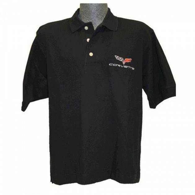 Corvette C7 Men's Custom Embroidered Pima Cotton Polo, Black, S-4X
