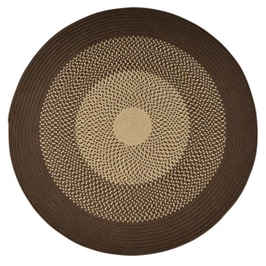 10′ Brown and Beige All Purpose Handcrafted Reversible Round Outdoor Area Throw Rug