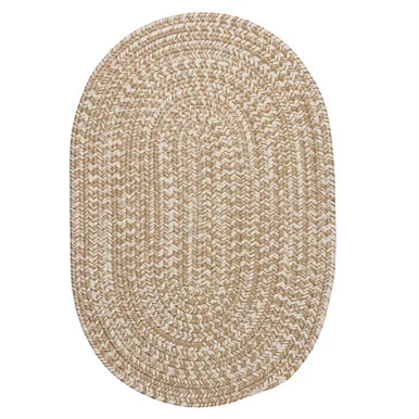 10′ x 13′ Beige and White All Purpose Handcrafted Reversible Oval Outdoor Area Throw Rug