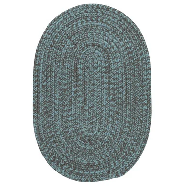 10′ x 14′ Blue and Gray All Purpose Handcrafted Reversible Oval Outdoor Area Throw Rug