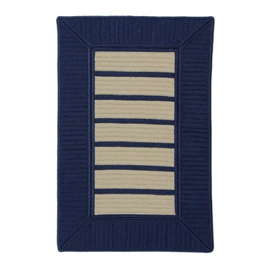 10′ x 14′ Navy Blue and Beige All Purpose Handcrafted Reversible Rectangular Outdoor Area Throw Rug