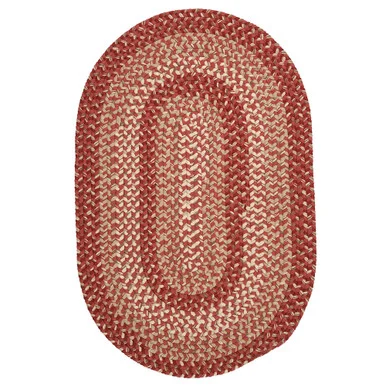 10′ x 14′ Red and Beige Handcrafted Reversible Oval Outdoor Area Throw Rug