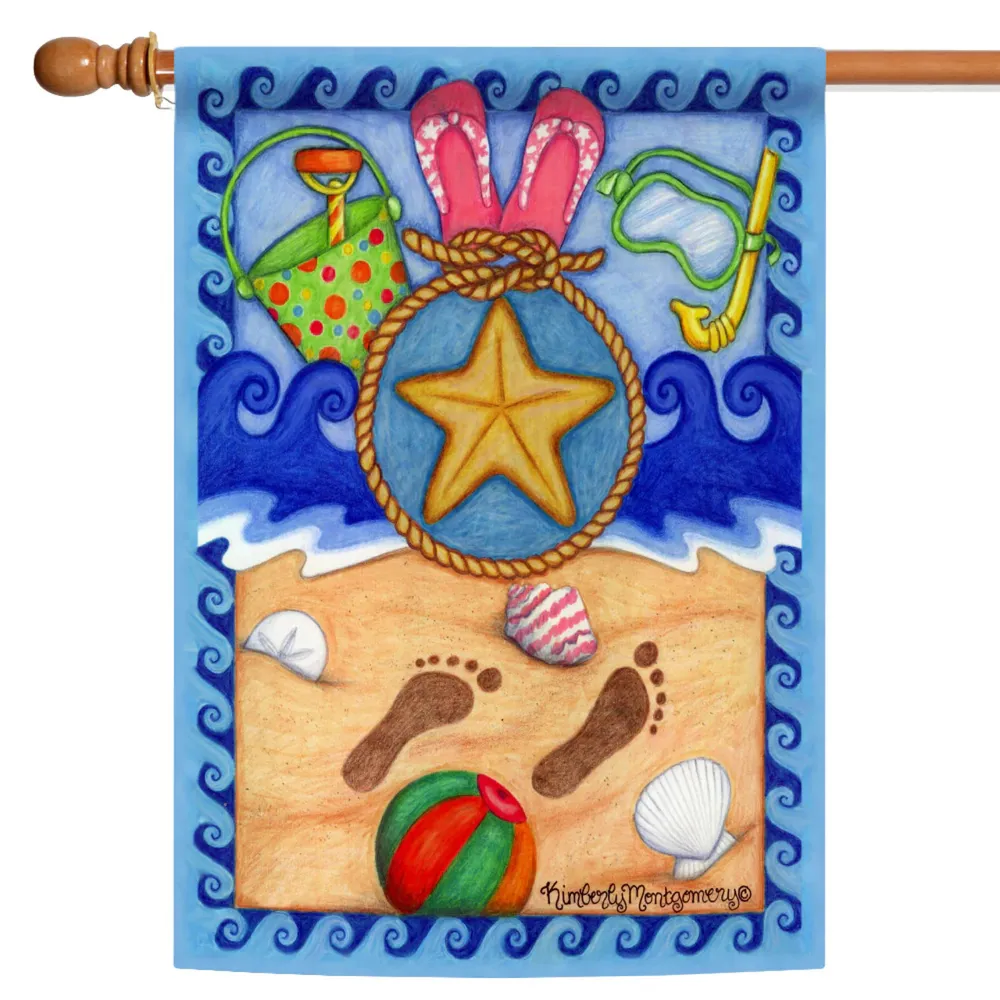 Beach Medley with Footprints Outdoor House Flag 40″ x 28″