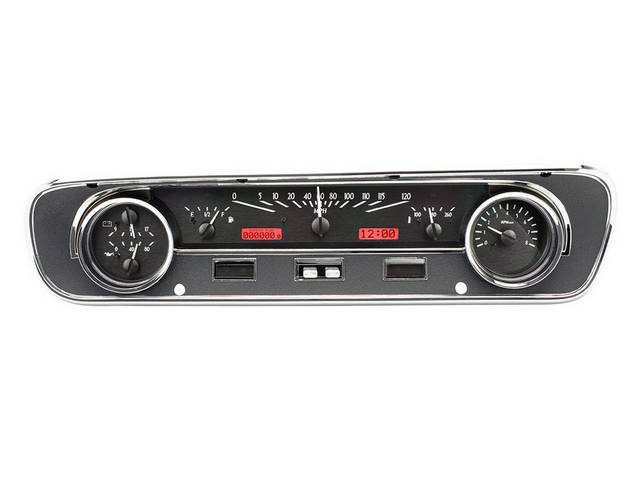 DIGITAL DASH ASSY, Dakota Digital VHX, Black Face, Red Illumination