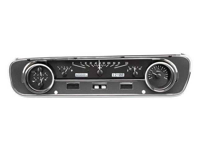 DIGITAL DASH ASSY, Dakota Digital VHX, Black Face, White Illumination