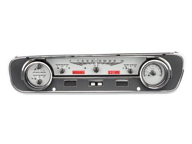 DIGITAL DASH ASSY, Dakota Digital VHX, Silver Face, Red Illumination