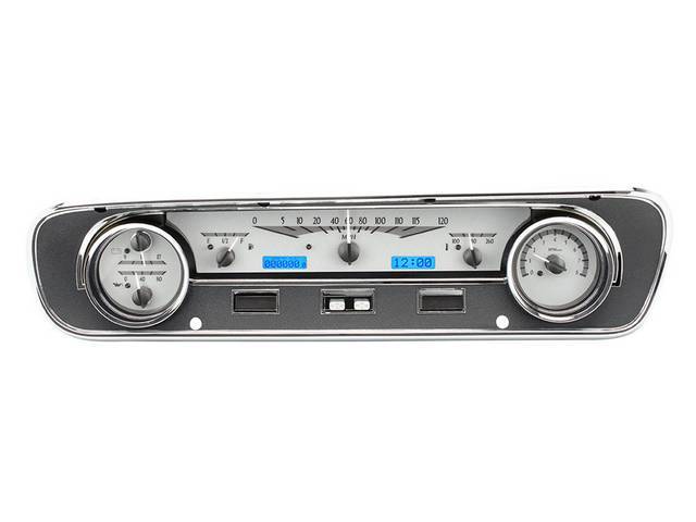 DIGITAL DASH ASSY, Dakota Digital VHX, Silver Face, Blue Illumination