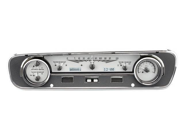 DIGITAL DASH ASSY, Dakota Digital VHX, Silver Face, White Illumination