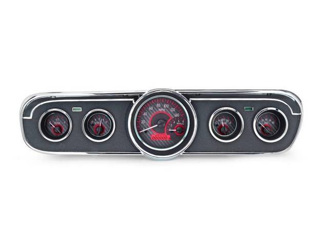 DIGITAL DASH ASSY, Dakota Digital VHX, Carbon Fiber Face, Red Illumination