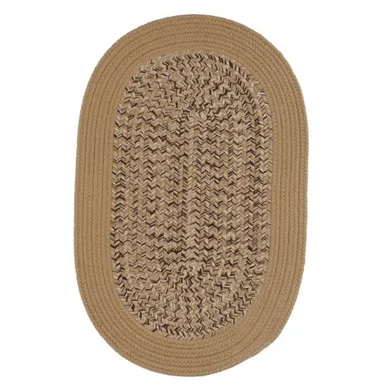 11′ x 14′ Beige All Purpose Bordered Handcrafted Reversible Oval Area Throw Rug