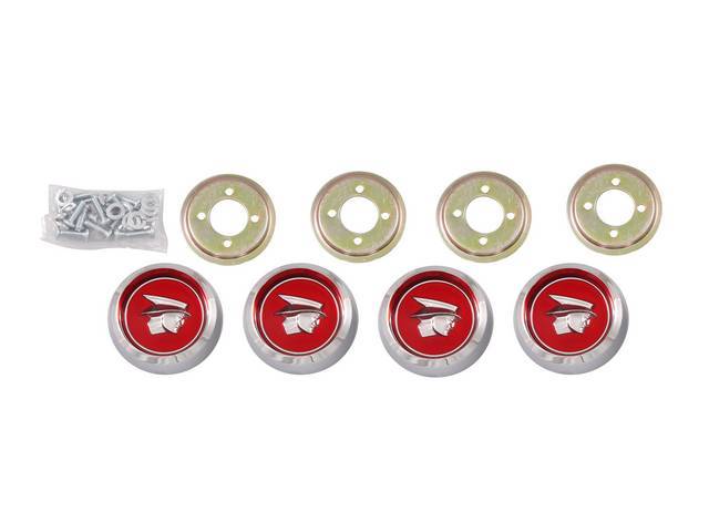 Wheel Center Cap Set, Styled Steel Wheel, Mercury, Red