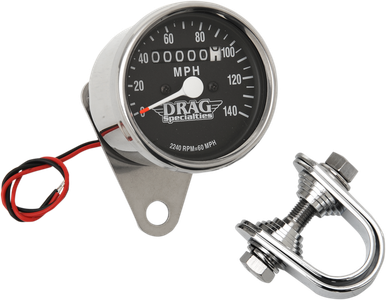 DRAG SPECIALTIES 2.4" MPH Mini LED Mechanical Speedometer/Indicators - Chrome Housing - Black Face - 2240:60 21-6809DS1-BX15
