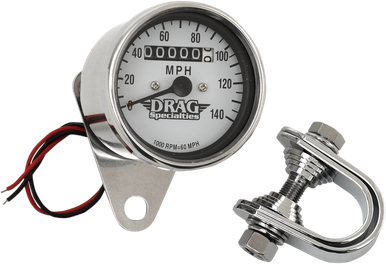 DRAG SPECIALTIES 2.4" MPH Mini LED Mechanical Speedometer/Indicators - Chrome Housing - White Face - 1:1 21-6824DS1-BX15