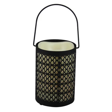 12″ Black Opulent Battery Operated Indoor LED Candle Lantern with Timer