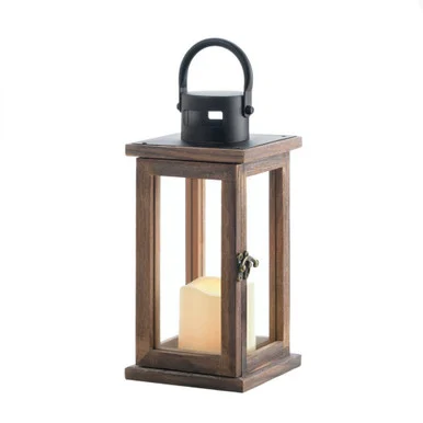 12″ Brown and Black Lodge Wooden LED Candle Lantern – A Delightful Home Decor Accent