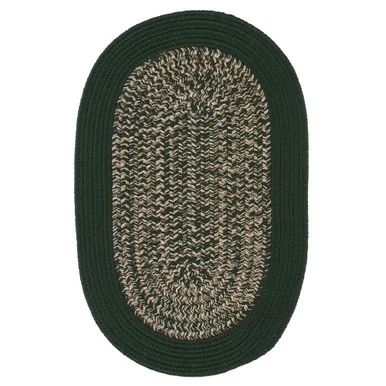 12′ x 15′ Green and White All Purpose Handcrafted Reversible Oval Outdoor Area Throw Rug
