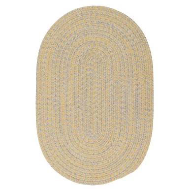 12′ x 16′ Yellow and Gray All Purpose Handcrafted Reversible Oval Area Throw Rug