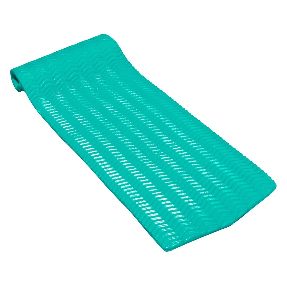 Swimline 74-Inch Teal Green Rippled Floating Pool Mattress with Headrest – Foam & UV Resistant