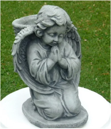 14″ Kneeling Cherub with Basket Planter Statue – Olive Finish – Divine Outdoor Decoration