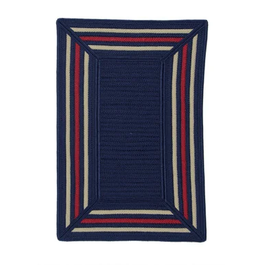 14′ x 18′ Navy Blue and Red All Purpose Handmade Reversible Rectangular Mudroom Area Throw Rug