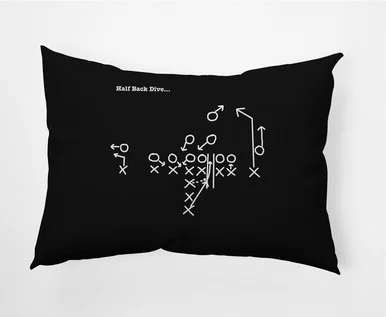14″ x 20″ Black and White “Half Back Dive” Rectangular Outdoor Throw Pillow