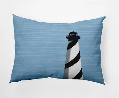 14″ x 20″ Blue and Black Light House Rectangular Outdoor Throw Pillow
