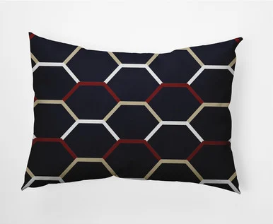 14″ x 20″ Blue and Red Honeycomb Hex Rectangular Outdoor Throw Pillow
