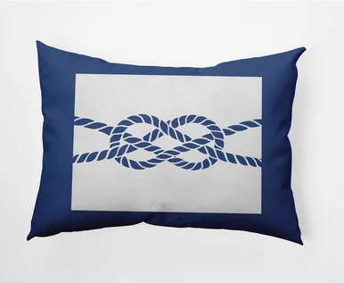 14″ x 20″ Blue and White Nautical Knot Rectangular Outdoor Throw Pillow