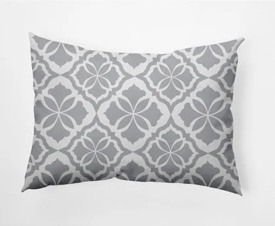 14″ x 20″ Gray and White Ceylon Rectangular Outdoor Throw Pillow