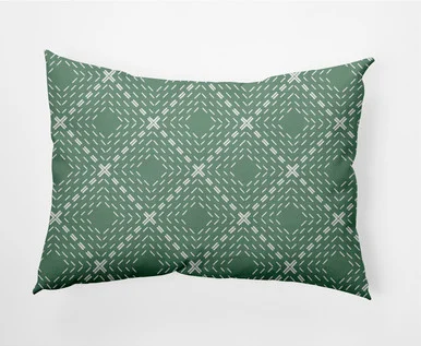 14″ x 20″ Green and White Dots and Dashes Outdoor Throw Pillow