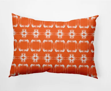 14″ x 20″ Orange and White Summer Picnic Outdoor Throw Pillow